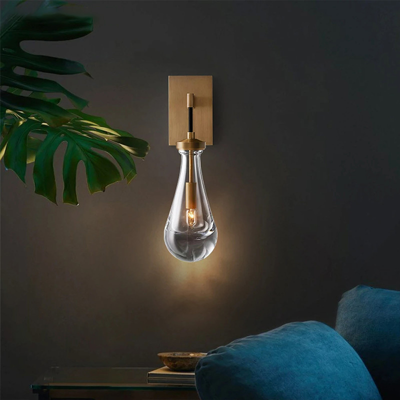 Modern Metal Gold LED Crystal Glass Raindrop Wall Lamp Bathroom Light Living Room Bedroom Courtyard Indoor Deco Luxury Sconce