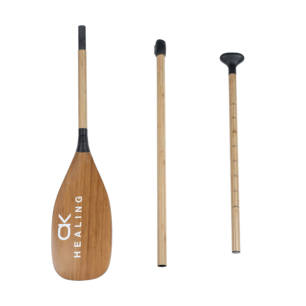 Bamboo Skin SUP Paddle Carbon Fiber Material 3 Sections 760g Lightweight Adjustable Paddle 175-210CM