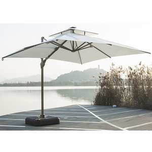 ZhongShi high quality white outdoor umbrellas big size garden cafe solar panel restaurant beach umbrella