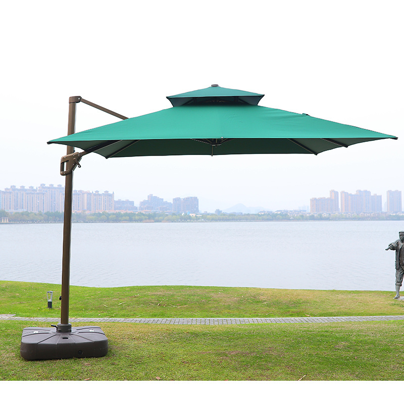 Zhongshi commercial restaurant umbrella outdoor umbrella modern double top patio umbrella with led lights