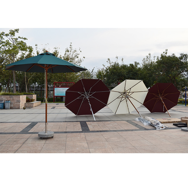 Zhongshi custom parasols umbrellas giant outdoor umbrella luxury wooden beach umbrella with logo