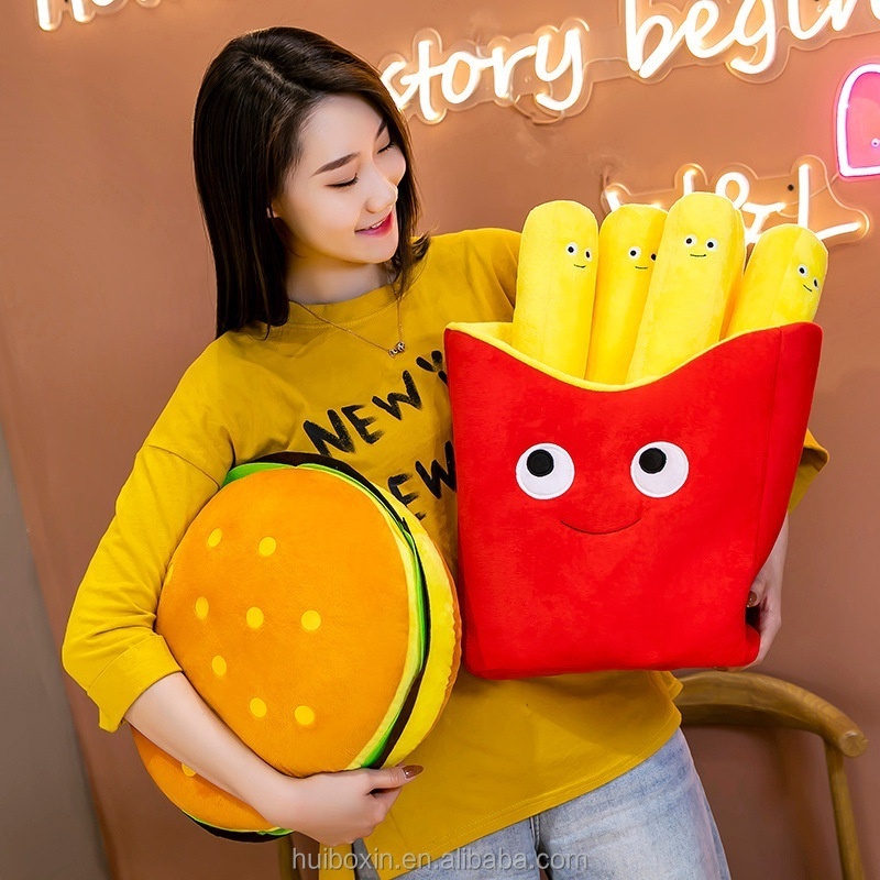 30cm 40cm 50cm 60cm stuffed throw pillow making manufacturer cute soft figure kawaii anime Hamburger fries pizza plush toys