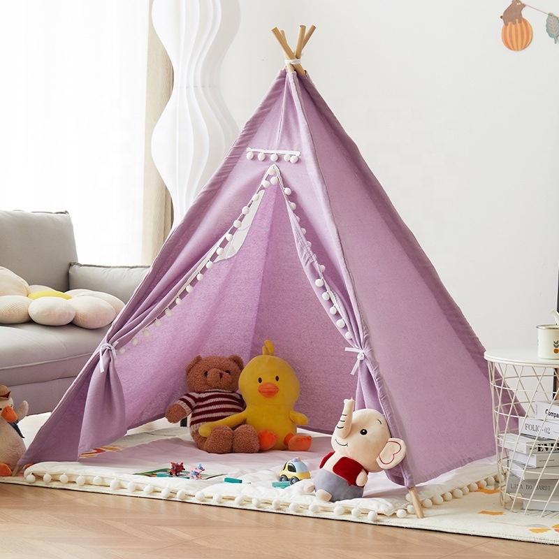 1.6 Meter Baby Portable Canvas Tipi Folding Indoor Children Tent l Triangle Kid Tent Wigwam Little Play House