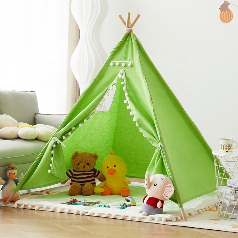 1.6 Meter Baby Portable Canvas Tipi Folding Indoor Children Tent l Triangle Kid Tent Wigwam Little Play House