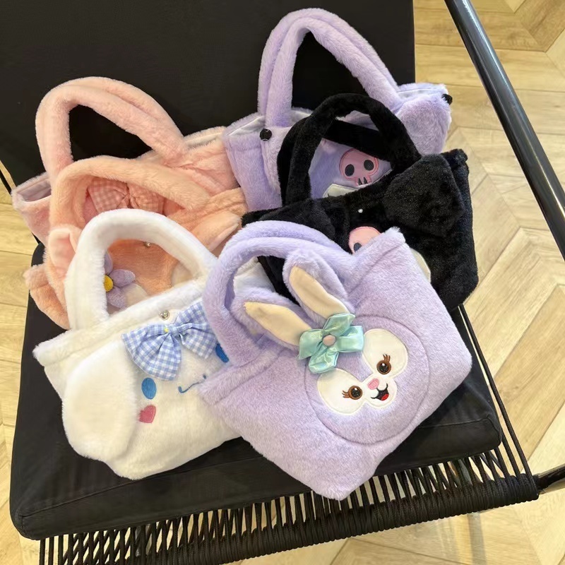 Cartoon Factory Sanrioed Tote Bag Wholesale Cartoon Soft Bag Melody Kuromi Plush Backpack Cinamoroll Handbags