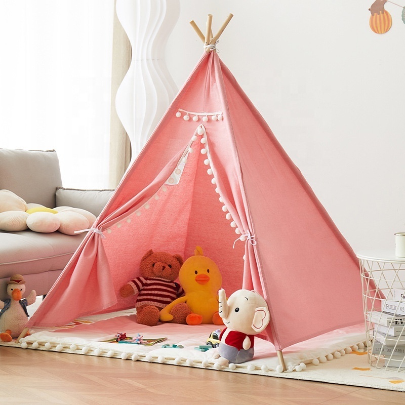 1.6 Meter Baby Portable Canvas Tipi Folding Indoor Children Tent l Triangle Kid Tent Wigwam Little Play House