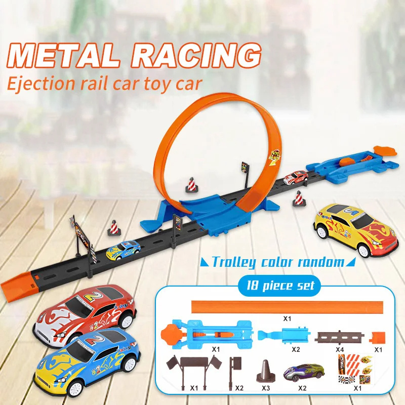 Hot Stunt Speed Double Car Wheels Model Racing Track Diy Assembled Rail Kits Catapult Rail Car Racing Boy Toys for Children Gift