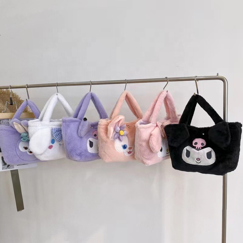 Cartoon Factory Sanrioed Tote Bag Wholesale Cartoon Soft Bag Melody Kuromi Plush Backpack Cinamoroll Handbags