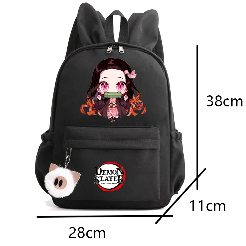 3Pcs/set Kamado Nezuko Demon Slayer Unisex Student School Backpack Lunch Bags Cartoon Bookbag Laptop Travel Rucksack Outdoor Bag