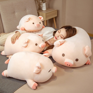 1pc 60/80cm Squishy Pig Stuffed Doll Lying Plush Piggy Toy Animal Soft Plushie Pillow for Kids Baby Comforting Birthday Gift