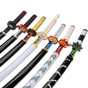 Katana Demon Slayer Sword Kimetsu No Yaiba Zenitsu Kamado Tanjiro Kyoujurou Real Japanese Catana Anime Cosplay Toys Swords