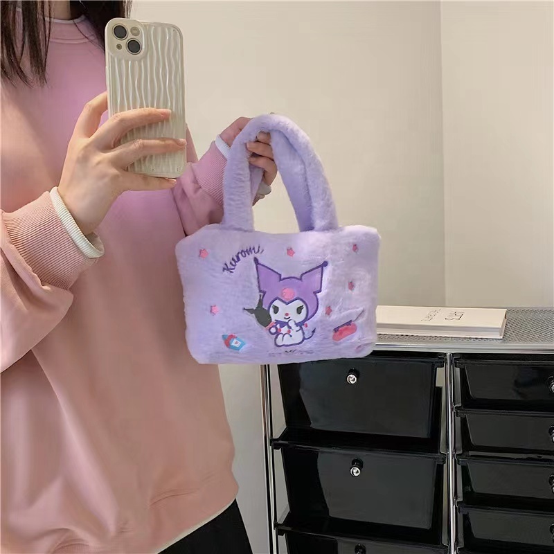 Cartoon Sanrioed Tote Handbags Kuromi Soft Cute Plush Bags Kawaii My Melody Top Selling Products 2023 Plush Bags