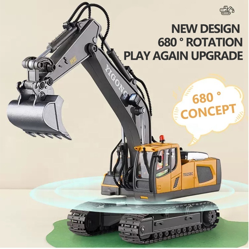 RC Excavator Dumper Car 2.4G Remote Control Engineering Vehicle Crawler Truck Bulldozer Toys for Boys Kids Christmas Gifts