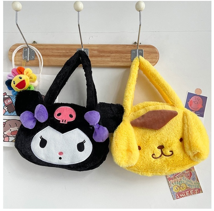 30*24cm Cartoon sanrioed Handbag plush Melody stuffed bag Kuromi Soft Backpack Plush Toys Cat Bag Doll Coin Purse Toys Kids