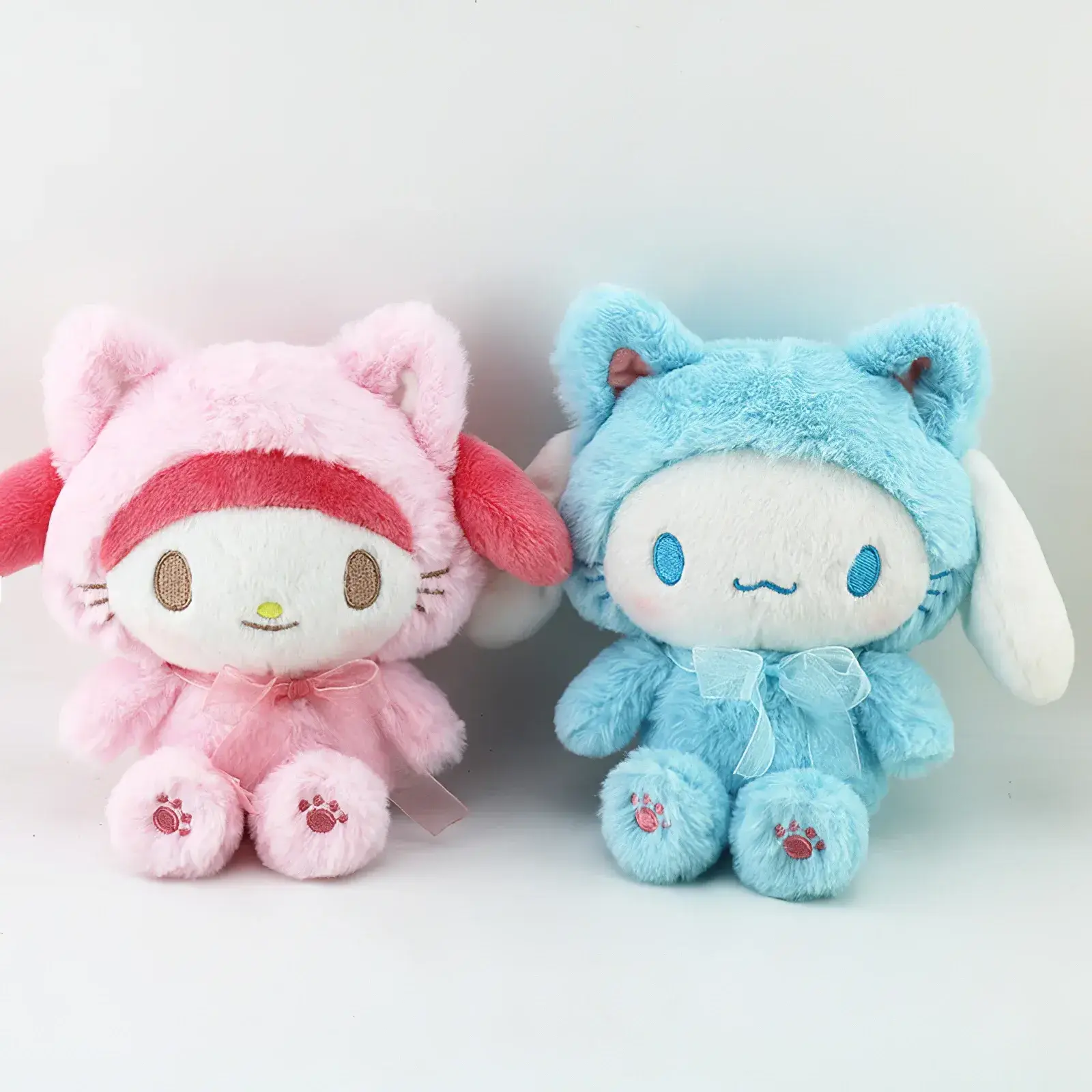 22cm Cartoon Sanrioed KT Kuromi Melody Plush Toy Kawaii Cross-dressing Cinnamoroll Plushies Soft Stuffed Doll Girls Gift