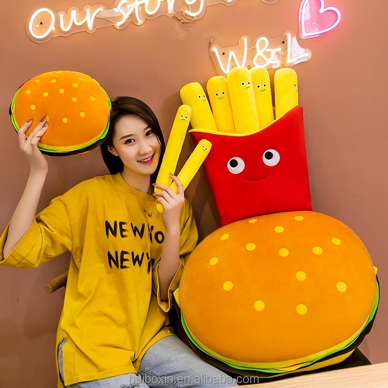 30cm 40cm 50cm 60cm stuffed throw pillow making manufacturer cute soft figure kawaii anime Hamburger fries pizza plush toys