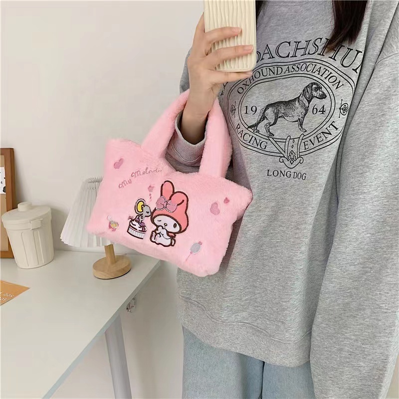 Cartoon Sanrioed Tote Handbags Kuromi Soft Cute Plush Bags Kawaii My Melody Top Selling Products 2023 Plush Bags