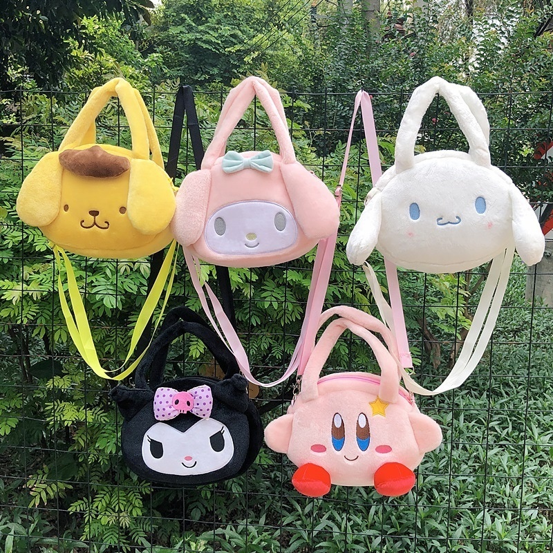 Cartoon New Design Wholesale Sanrioed Plush Bags Dual Purpose Shoulder Kuromi Melody Large Capacity Tote Bags