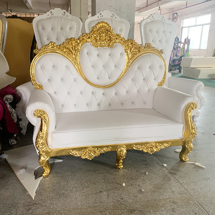 Fiberglass Frame  Luxury Wholesale Throne Royal 2 Seater Wedding Event Sofa Chair