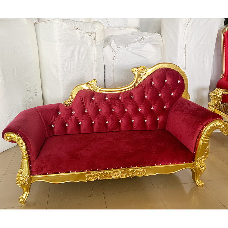 Antique Solid Wooden Royal Luxury White Hotel  Hall 2 Seater Wedding Sofa