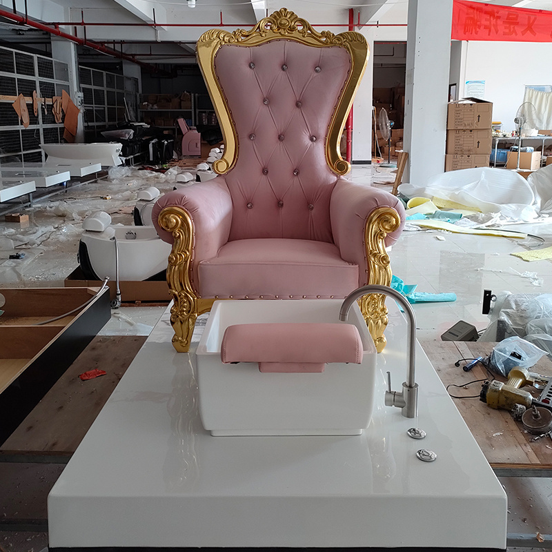 Zhongsibo Foshan Factory Luxury Pink Throne Foot Spa Pedicure Chair For Kids