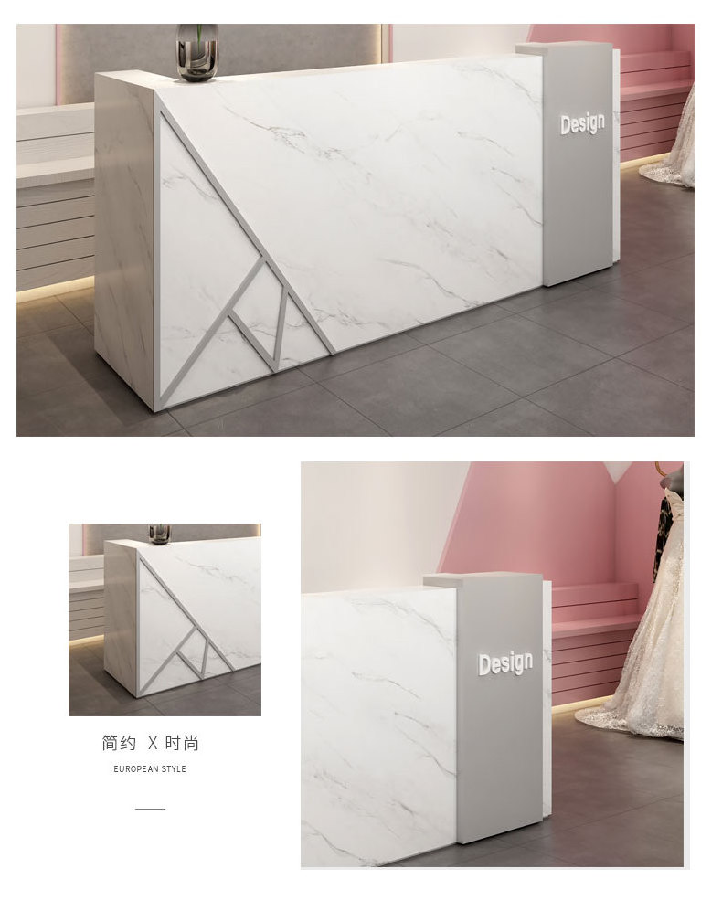 Foshan Factory Hot Sale Modern Cheap White Used Reception Desk For Salon