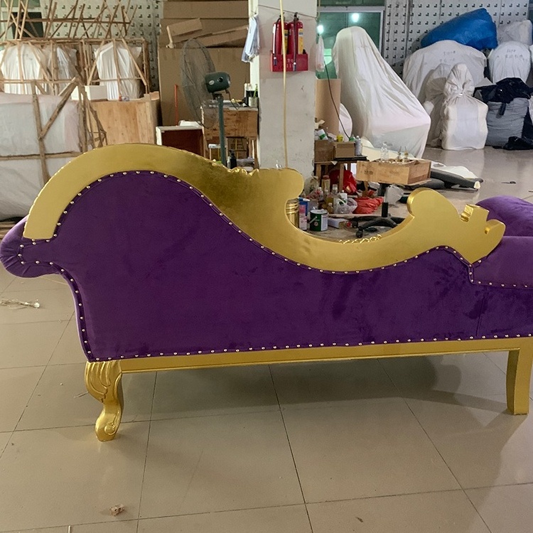 Foshan Zhongsibo Factory Wedding Royal Sofa Long Bench For Bride Elegant Throne Purple Wedding Sofa Chair