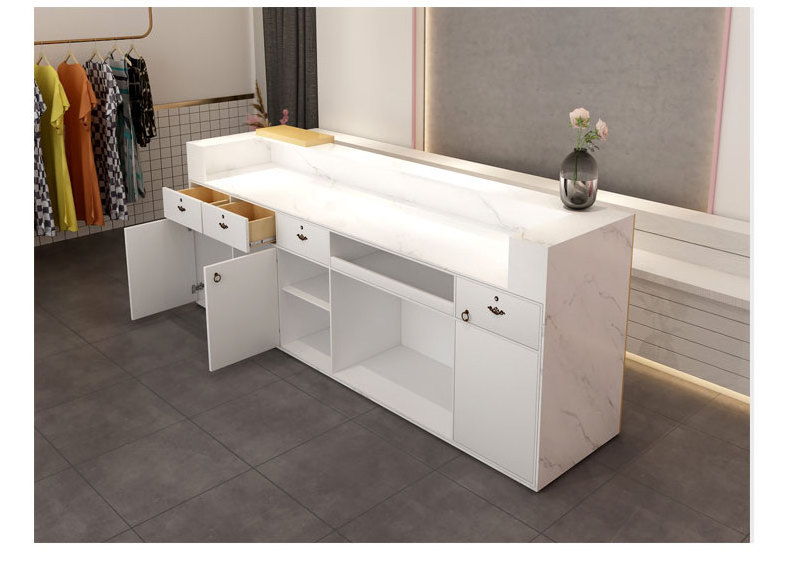 Foshan Factory Hot Sale Modern Cheap White Used Reception Desk For Salon