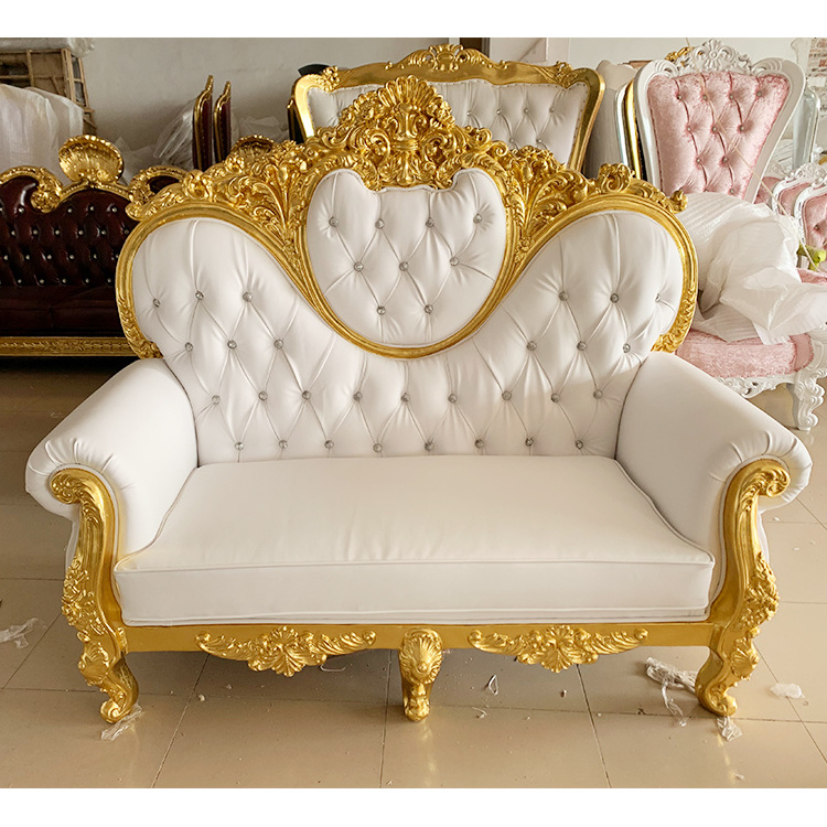 Fiberglass Frame  Luxury Wholesale Throne Royal 2 Seater Wedding Event Sofa Chair