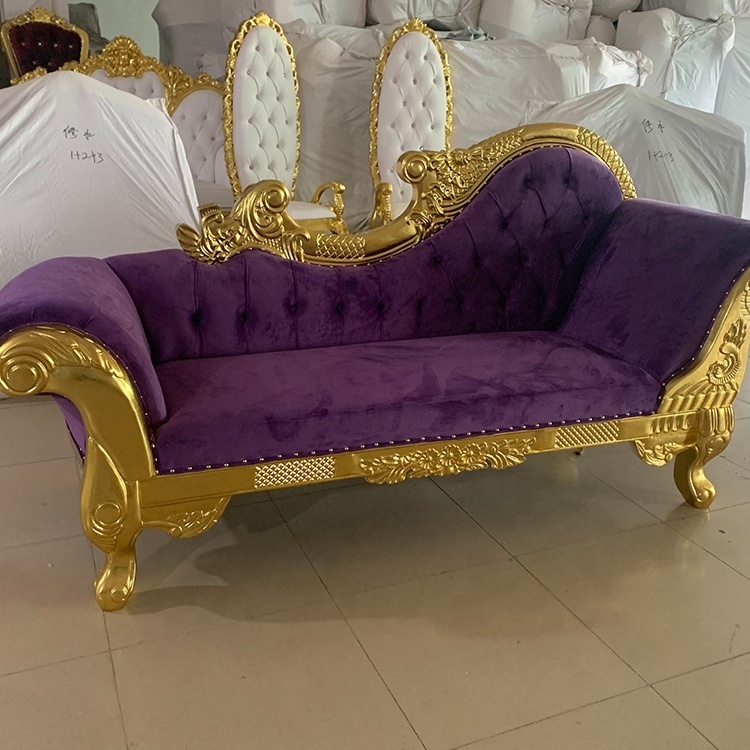 Foshan Zhongsibo Factory Wedding Royal Sofa Long Bench For Bride Elegant Throne Purple Wedding Sofa Chair