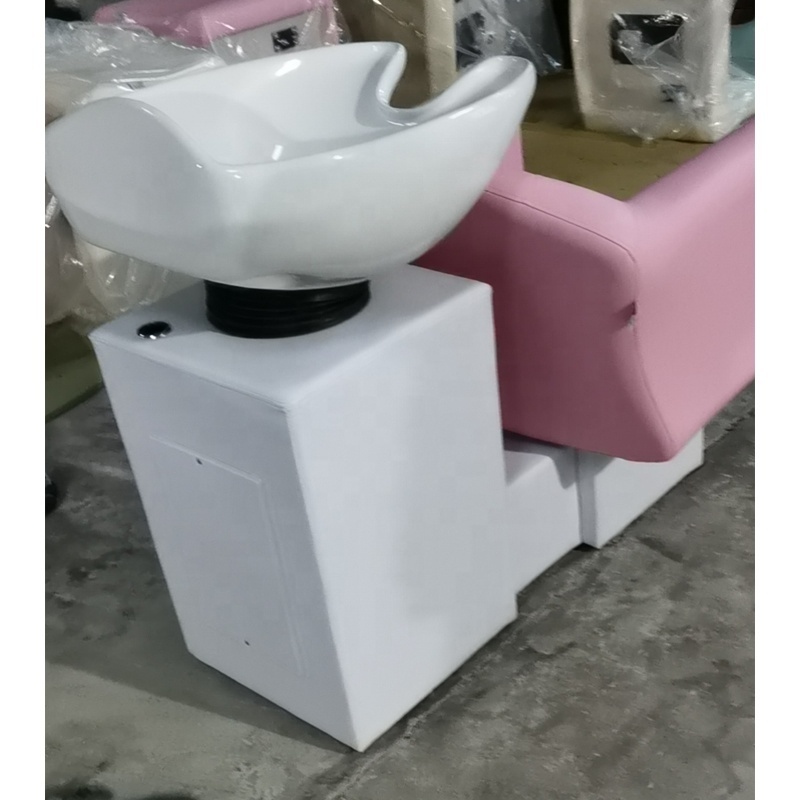 Foshan Factory New Arrival Modern Cheap Hair Salon Pink Shampoo Bowl With Chair