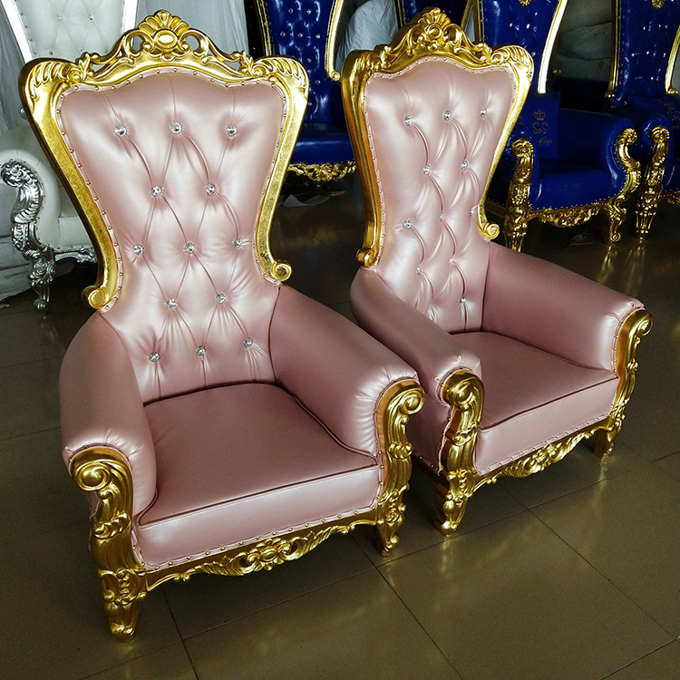 European Style Luxury Leather Cover Solid Wood Royal Kids Single Sofa Chair