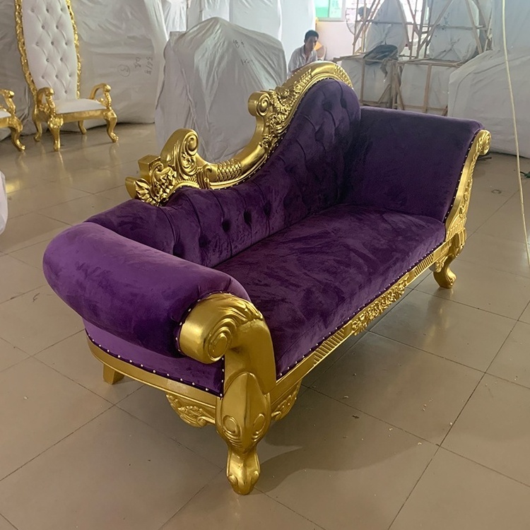 Foshan Zhongsibo Factory Wedding Royal Sofa Long Bench For Bride Elegant Throne Purple Wedding Sofa Chair