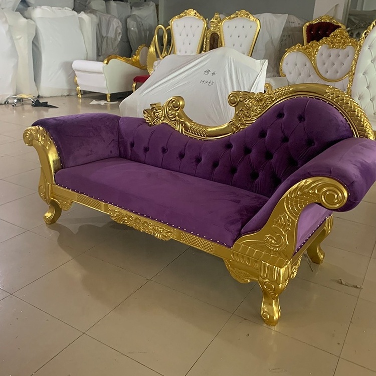 Foshan Zhongsibo Factory Wedding Royal Sofa Long Bench For Bride Elegant Throne Purple Wedding Sofa Chair