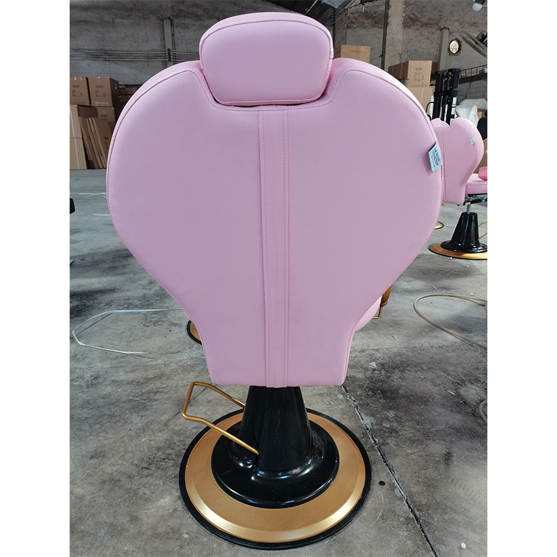 Luxury Beauty Hair Salon Furniture Pink Styling Chair Reclining Hairdressing Barber Chairs For Sales