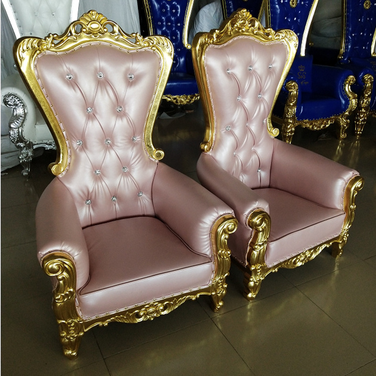 European Style Luxury Leather Cover Solid Wood Royal Kids Single Sofa Chair