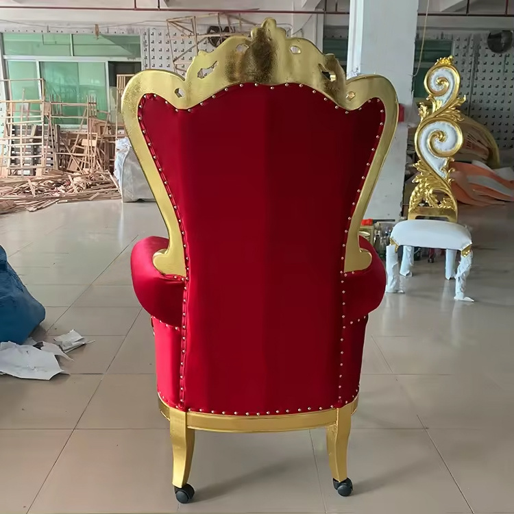 Foshan Factory Royal Solid Wood Red Kids Throne Single Sofa Chair For Sale