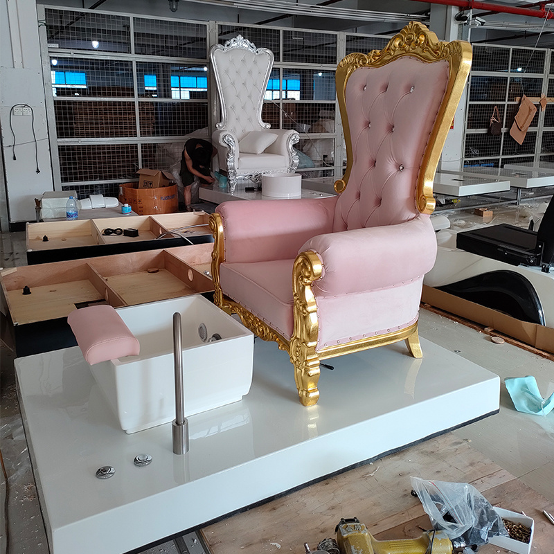 Zhongsibo Foshan Factory Luxury Pink Throne Foot Spa Pedicure Chair For Kids