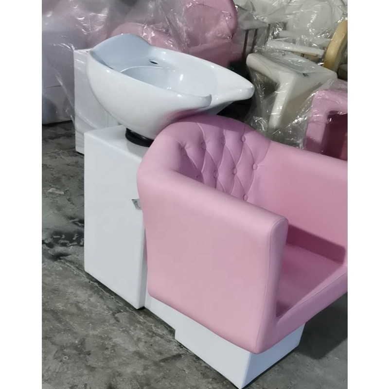 Foshan Factory New Arrival Modern Cheap Hair Salon Pink Shampoo Bowl With Chair