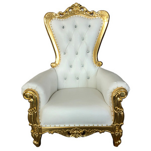 European Style Luxury Leather Cover Solid Wood Royal Kids Single Sofa Chair