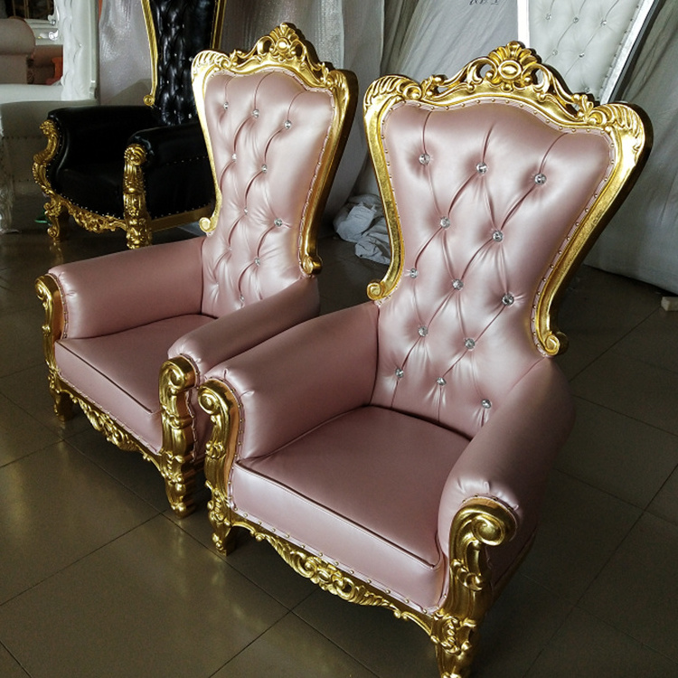 European Style Luxury Leather Cover Solid Wood Royal Kids Single Sofa Chair