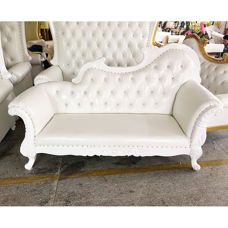 Antique Solid Wooden Royal Luxury White Hotel  Hall 2 Seater Wedding Sofa