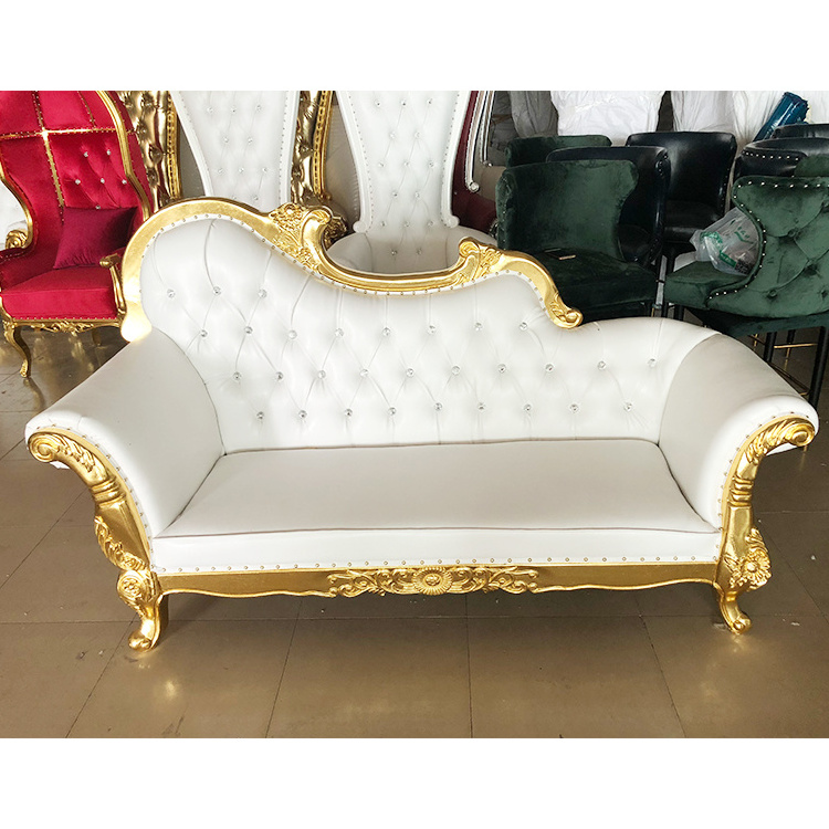 Antique Solid Wooden Royal Luxury White Hotel  Hall 2 Seater Wedding Sofa