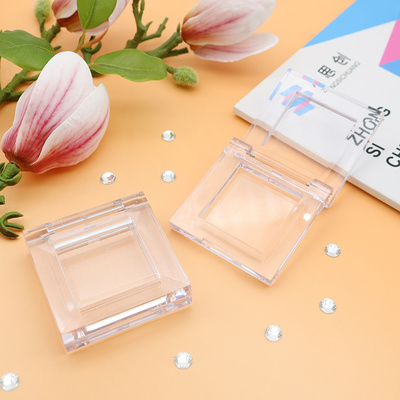 Blush Case compact Powder Container  PETG Customized Transparent Square Shape Single Compact Case Empty blush Foundation 7.5g