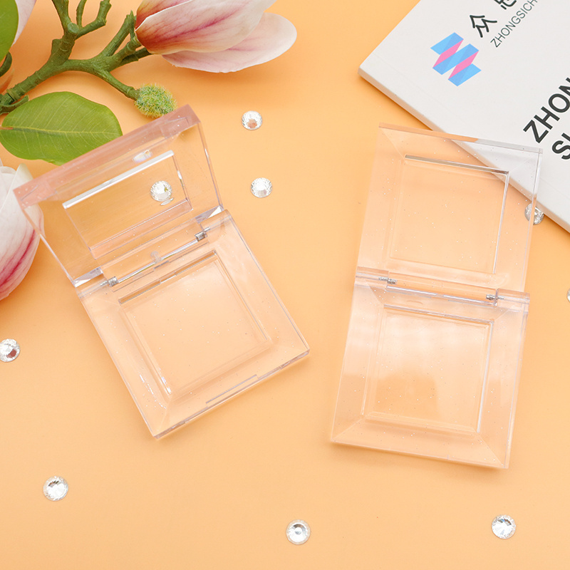 Blush Case compact Powder Container  PETG Customized Transparent Square Shape Single Compact Case Empty blush Foundation 7.5g