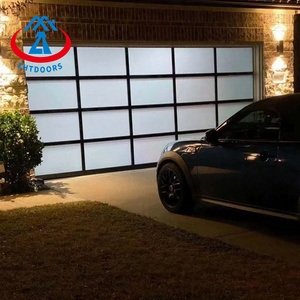 ZHTDOORS Professional And Secure High End Sectional Single Automatic Frosted Glass Garage Door