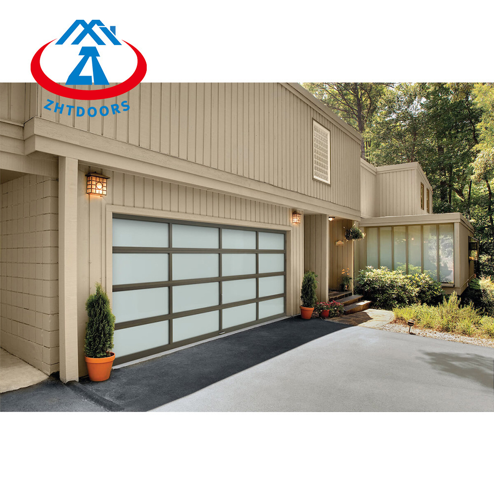 ZHTdoors stacking frosted glass garage door flood barrier modern garage door glass cheap garage door smoked