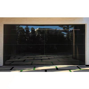 ZHTDOORS China Customized Practical 12x7 Black Mirror Glass High End Villa Garage Door