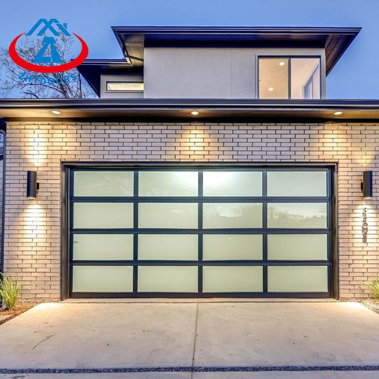 ZHTDOORS Professional And Secure High End Sectional Single Automatic Frosted Glass Garage Door