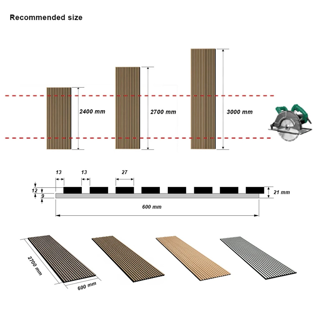 Indoor Oak Wood Wool Grooved Absorbing Sound Proof Acoustic Ceiling Panels